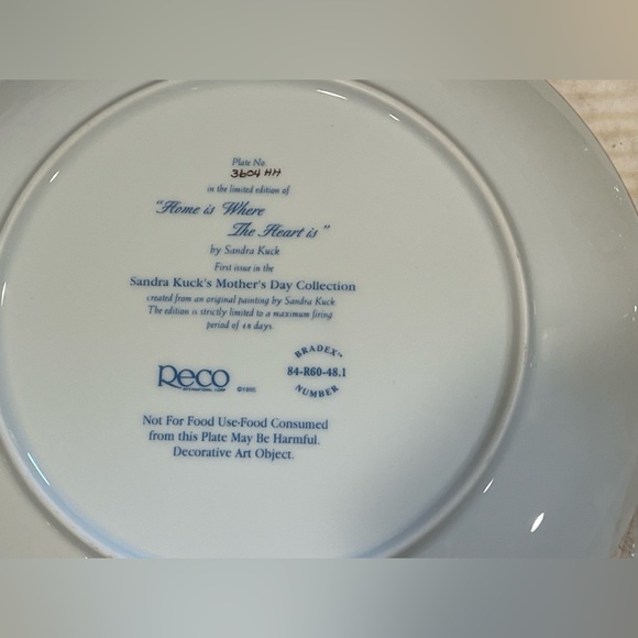 3/$10 Sandra Kuck Plate Mother's Day Home is where the Heart Is circa 1984 - Picture 4 of 6
